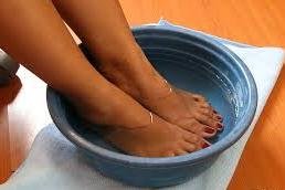 Soaking legs in water