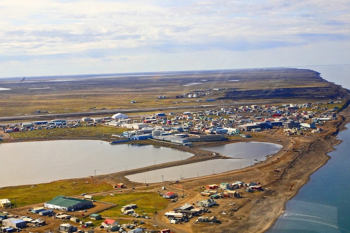 Aerial view of Utqiagvik (Barrow) Alaska, USA