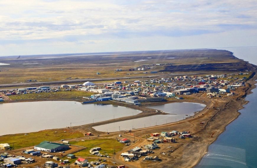 Aerial view of Utqiagvik (Barrow) Alaska, USA