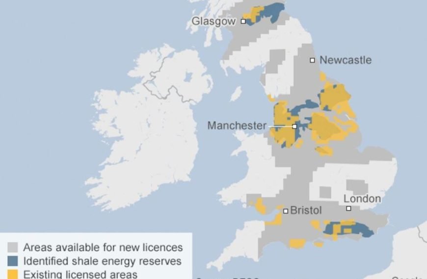 racking - hydraulic fracturing in United Kingdom map