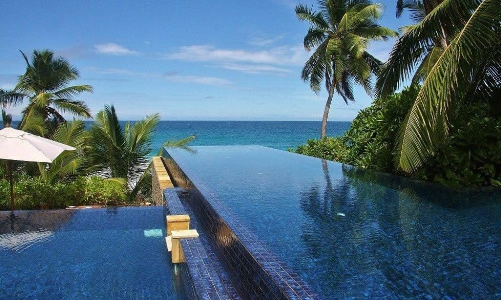 Infinity pool at Banyan Tree Hotel, Seychelles